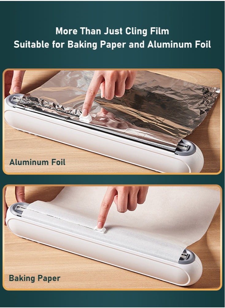Perfii Food Wrap Dispenser, Reusable Cling Film Dispenser with Slide Cutter for Reusable Foil and Sealing Film Cutter  - Image 5