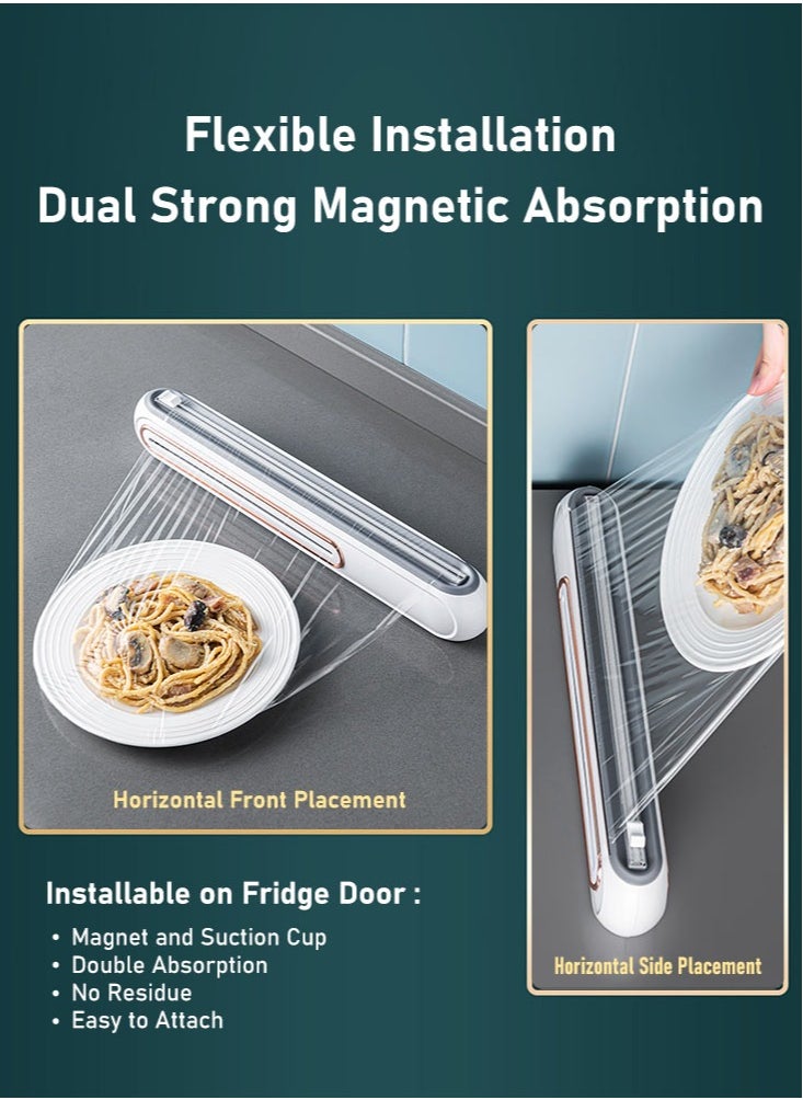 Perfii Food Wrap Dispenser, Reusable Cling Film Dispenser with Slide Cutter for Reusable Foil and Sealing Film Cutter  - Image 4