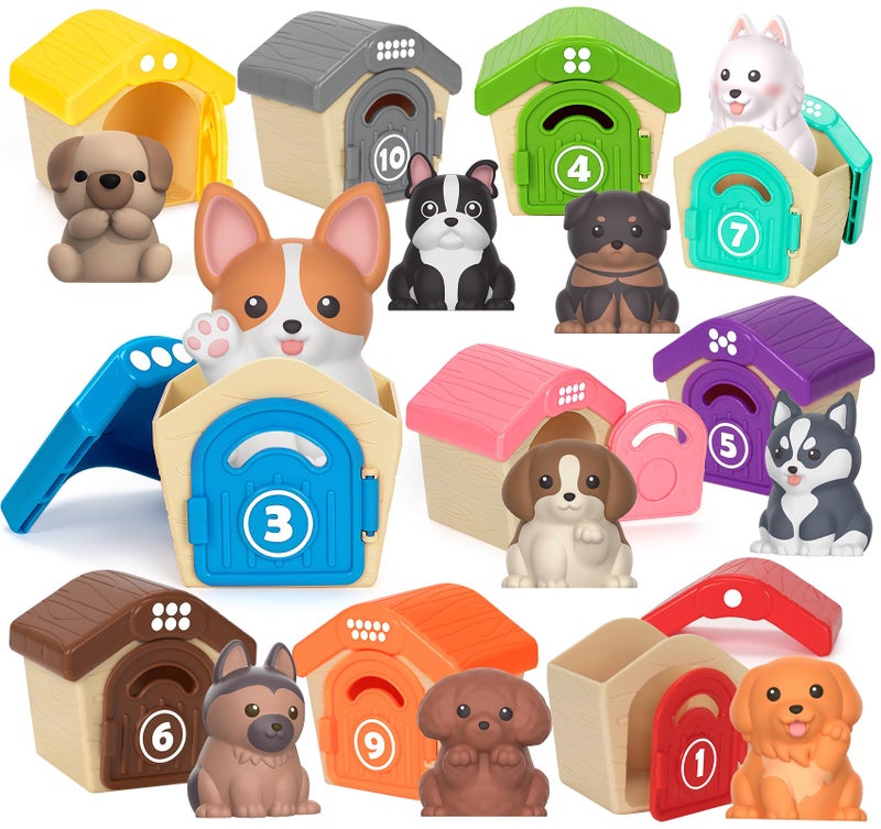 Aigybobo Learning Toys for Toddlers 1 2 3 Year Old Toddlers 20Pcs Puppy Finger Puppets for Kids Montessori Counting Matching Sorting Toy Christmas Birthday Gifts for Baby Boys Girls Age 1218 Months - Image 2