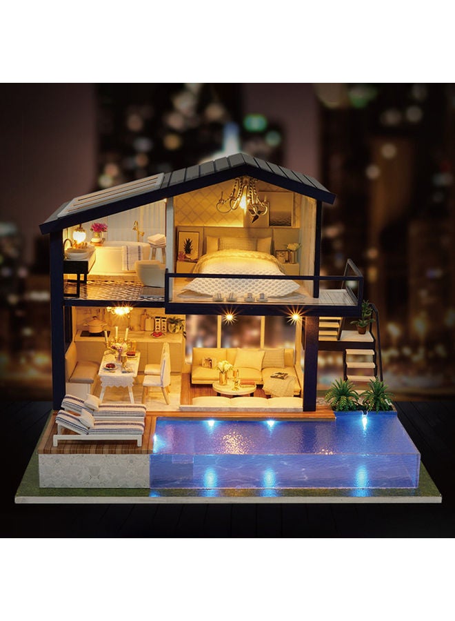 Loquat Wooden Dollhouse with Cover, LED Light and Music for Home Decor Multicolour - Image 2