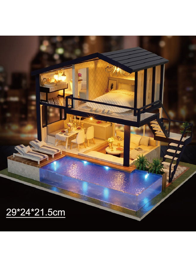 Loquat Wooden Dollhouse with Cover, LED Light and Music for Home Decor Multicolour - Image 4