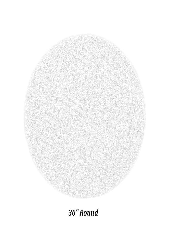 Better Trends Bathroom Rug 100% Cotton Non-Slip Washable Bath Mat, Soft & Absorbent Bath Rugs for Bath Room, Shower, Bathtub and Spa Floors 30 Round White Trier Collection - Image 2