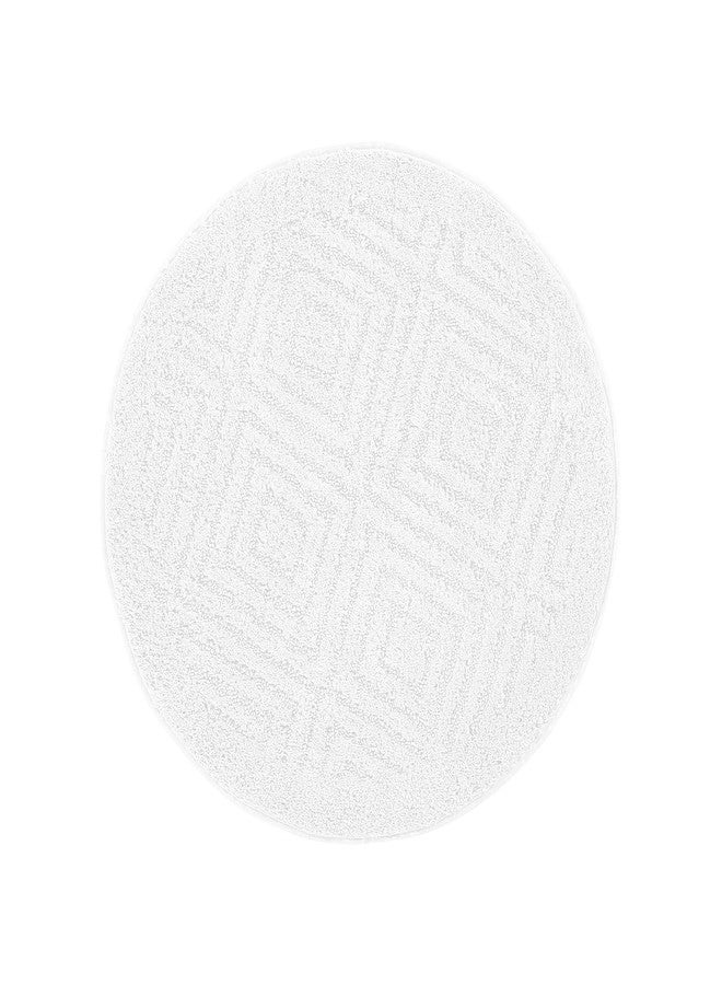 Better Trends Bathroom Rug 100% Cotton Non-Slip Washable Bath Mat, Soft & Absorbent Bath Rugs for Bath Room, Shower, Bathtub and Spa Floors 30 Round White Trier Collection - Image 1