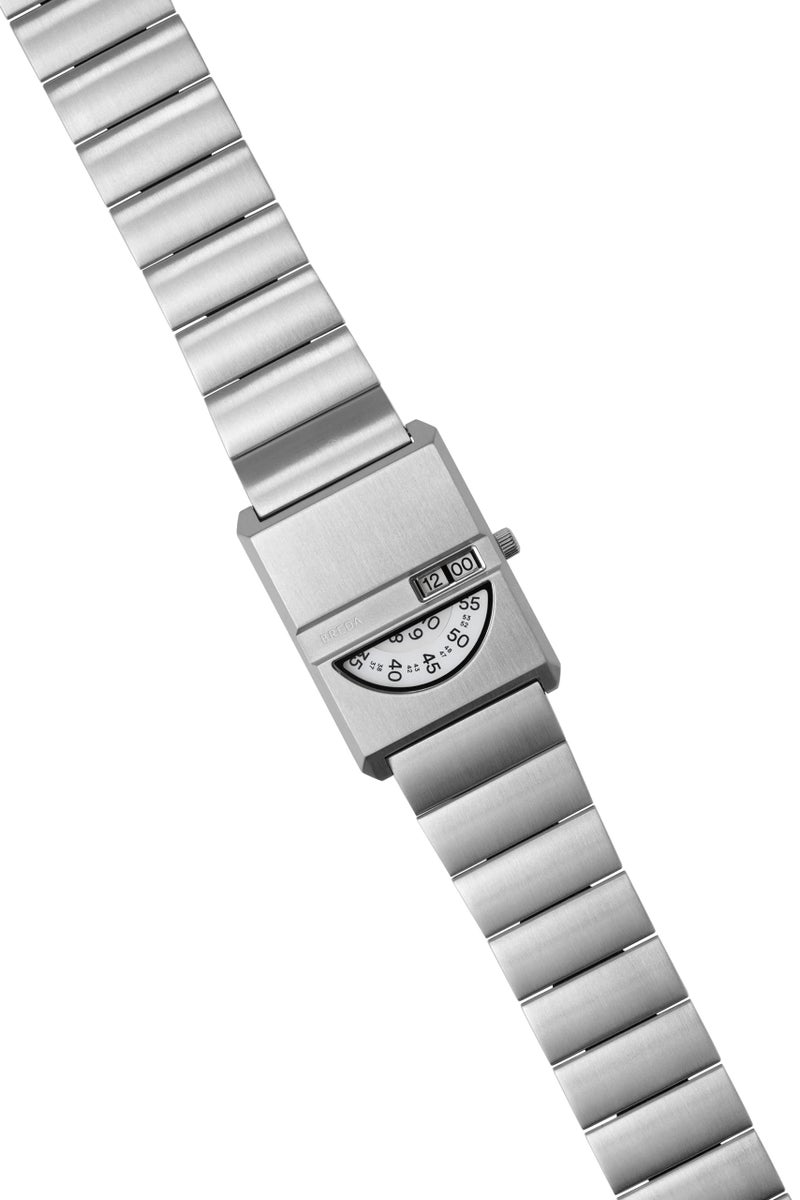 Breda 'Pulse Tandem' Silver and Metal Bracelet Watch, 26MM - Image 3