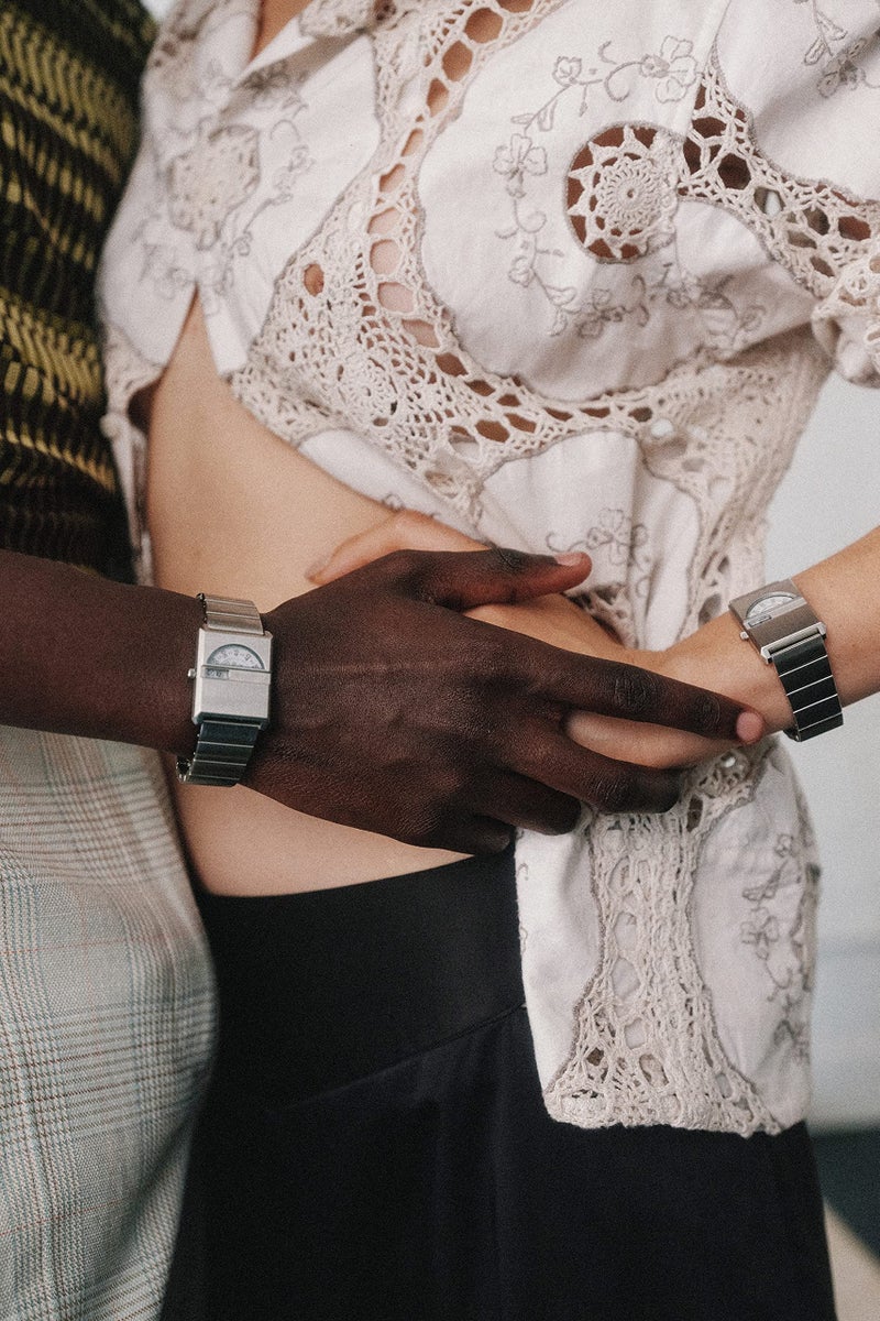 Breda 'Pulse Tandem' Silver and Metal Bracelet Watch, 26MM - Image 5