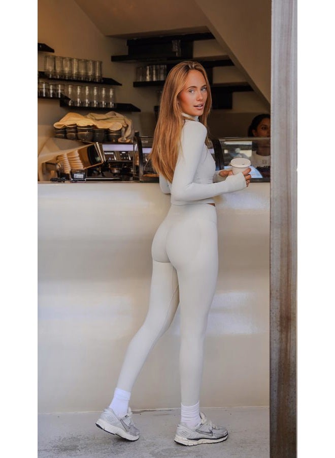 AUROLA Influence Workout Leggings for Women, Seamless Compression Tummy Control Leggings Mid Rise Yoga Pants, Glacier Gray, S - Image 2
