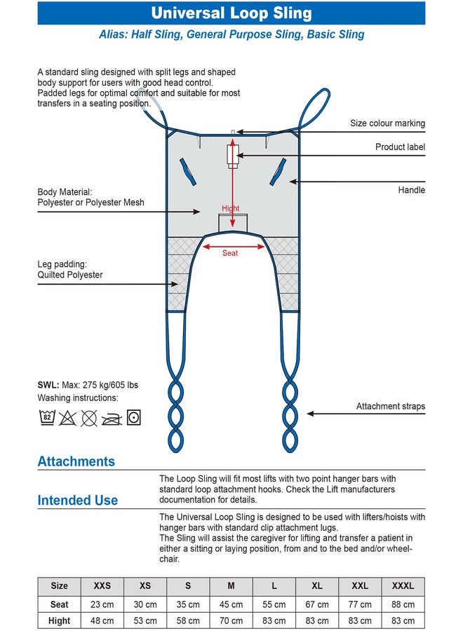 GHORTHOUD Medical Patient Lift Sling Universal Lift U Sling 605lb Capacity Divided Leg Slings for Patient Lift Toileting Transfer Slings Split Legs with Commode Opening Compatible with Various of Lifts (M) - Image 2