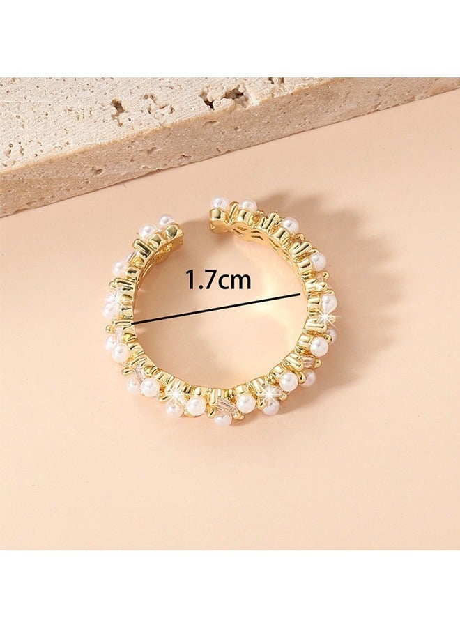 general Pearl Ring, Anti Fading Titanium Ring, Stabilize your mood and increase your luck Ring (Golden) - Image 2