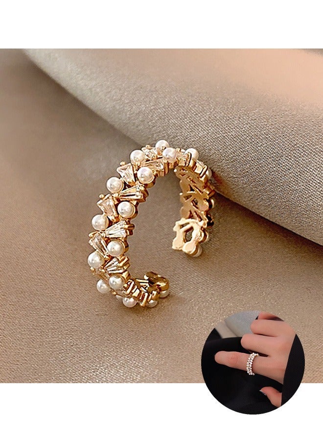 general Pearl Ring, Anti Fading Titanium Ring, Stabilize your mood and increase your luck Ring (Golden) - Image 1