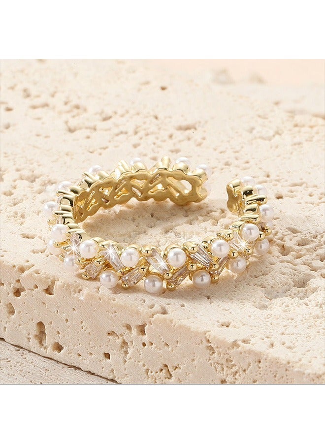 general Pearl Ring, Anti Fading Titanium Ring, Stabilize your mood and increase your luck Ring (Golden) - Image 4