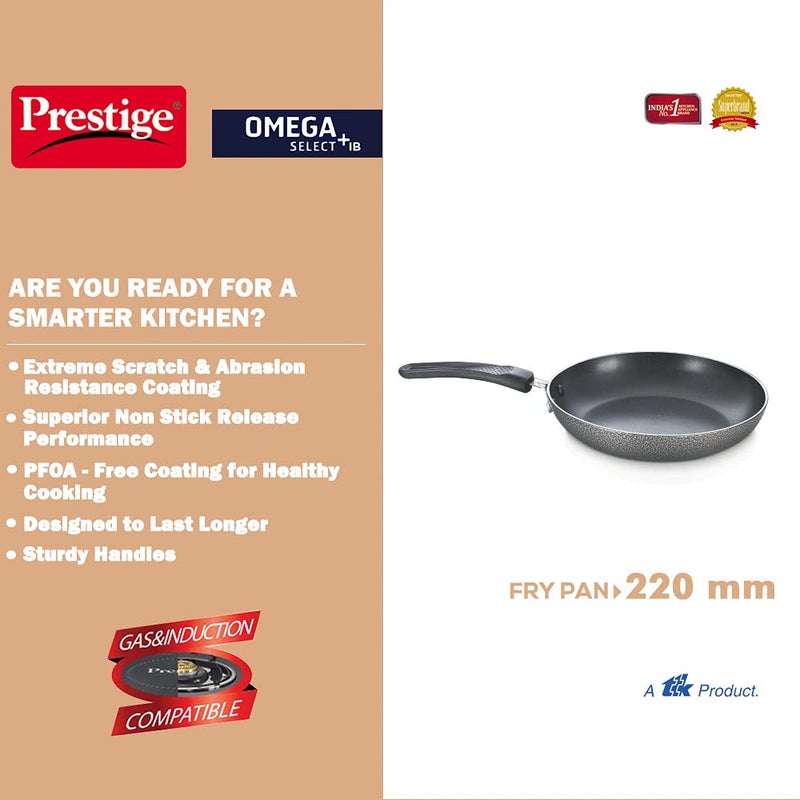 Prestige Omega Select Plus 20cm Non-Stick Fry Pan | Gas & Induction Compatible | Scratch Resistant & Metal Spoon Friendly | Sturdy Handles - Image 3