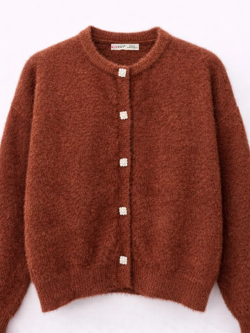 ميكسراي Mixray Buttoned Oversize Textured Cardigan