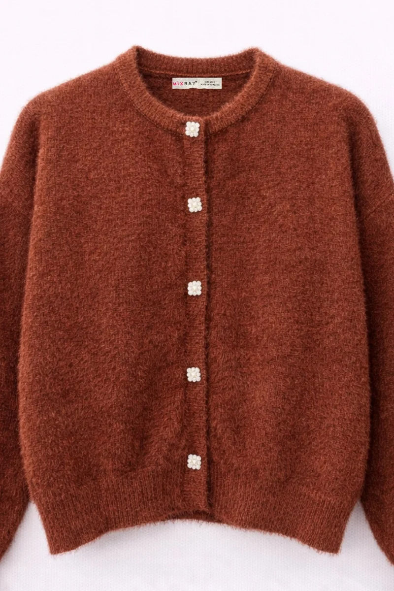 ميكسراي Mixray Oversized Jacquard Button Cardigan