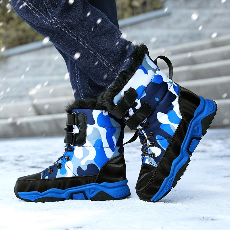 Kids Camo Snow Boots Warm Cotton Winter Blue 155 