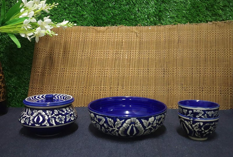 Caffeine Caffeine Ceraamic Handmade Blue Mughal Combo Dinner Set (8 pcs.) - Image 3