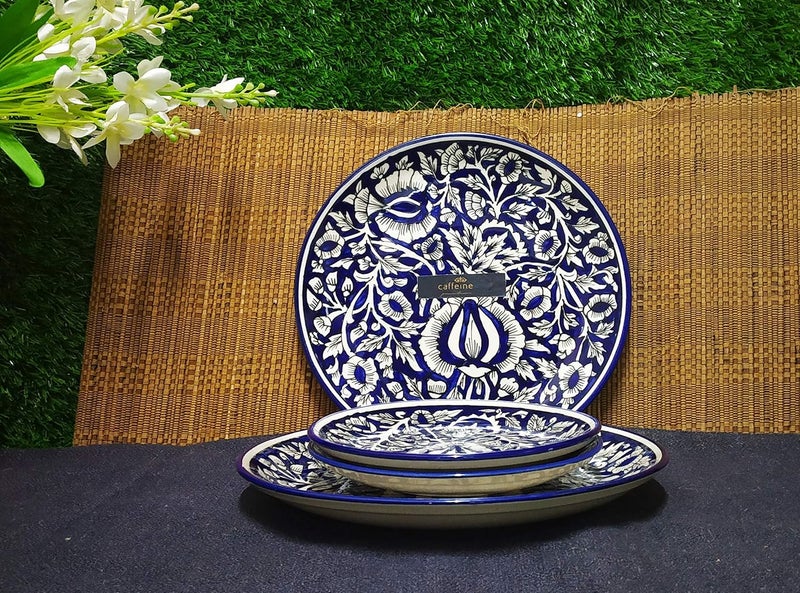Caffeine Caffeine Ceraamic Handmade Blue Mughal Combo Dinner Set (8 pcs.) - Image 2