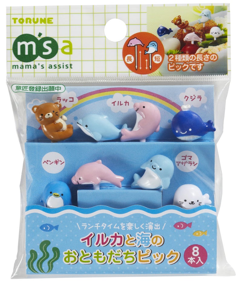 Japonmania Torune Food Pick Dolphins & Sea Friends  8 Picks Per Pack (P-3081) - Image 1