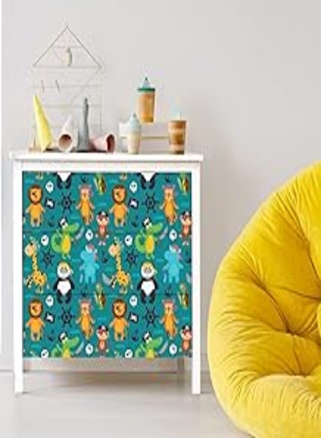 Decorative Children's furniture sticker - Children's furniture sticker pirate animals (1piece roll 100x200cm)