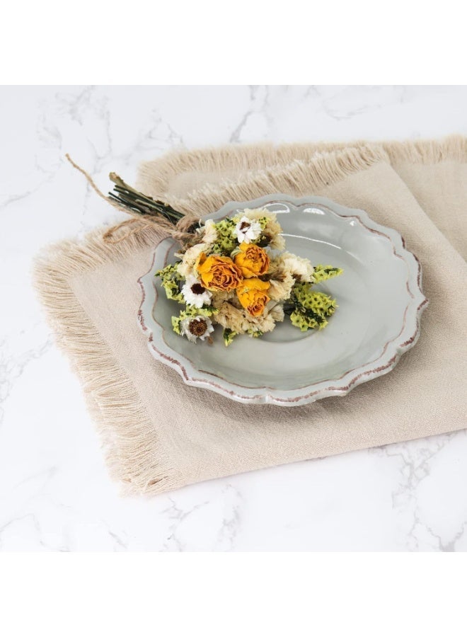 Handmade Cloth Napkins with Fringe,18 x 18 Inches Cotton Linen Napkins Set of 4 Versatile Handmade Square Rustic Fringe Napkins for Dinner, Wedding and Parties (Beige) - Image 4