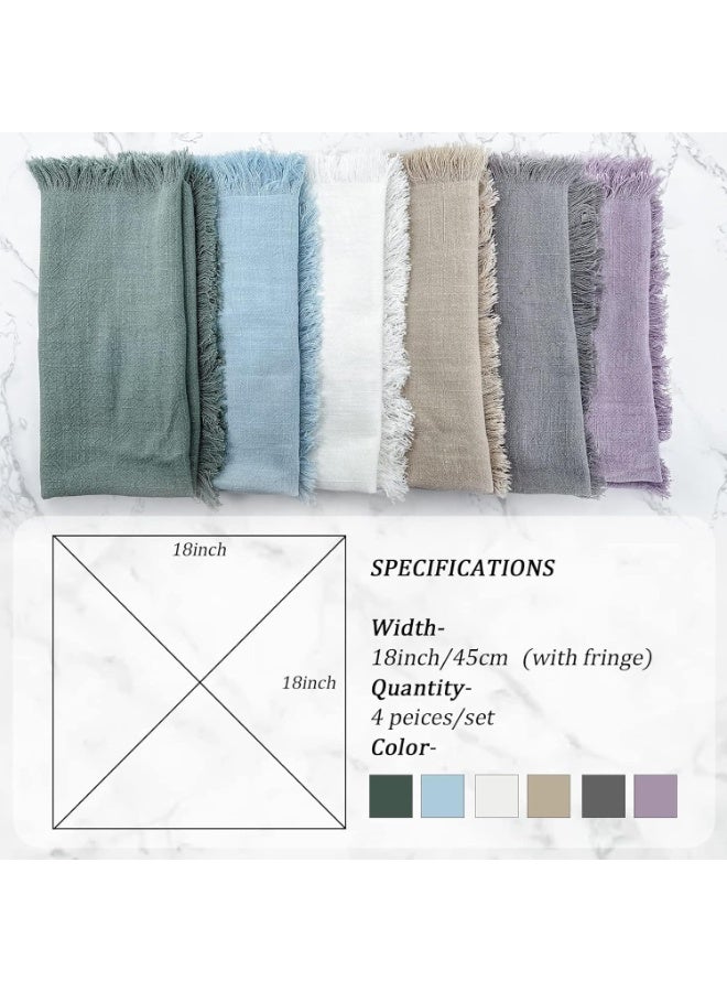 Handmade Cloth Napkins with Fringe,18 x 18 Inches Cotton Linen Napkins Set of 4 Versatile Handmade Square Rustic Fringe Napkins for Dinner, Wedding and Parties (Beige) - Image 5