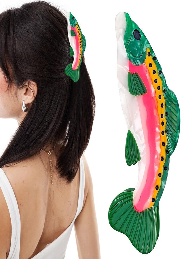 Arvintas Fun Salmon Hair Claw Clip Acetate Hair Claw Big Fish Hair Claw Clip Non Slip Unique Cute Barrettes for Thick and Thin Hair Hair Accessories for Women Girls - Image 1