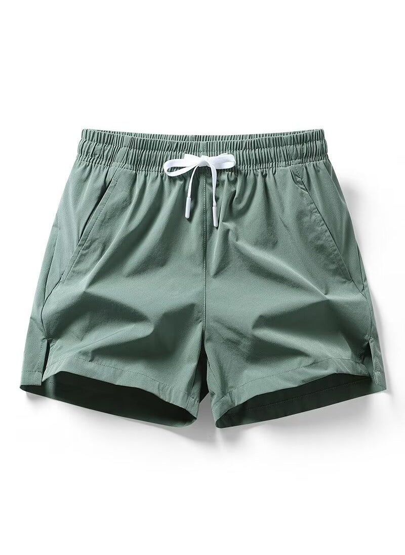 Mens Sport Shorts Quick Dry Thin Summer Casual Ice Silk Running Training Football Basketball Loose Fit Three Quarter Length Army Green  - Image 1