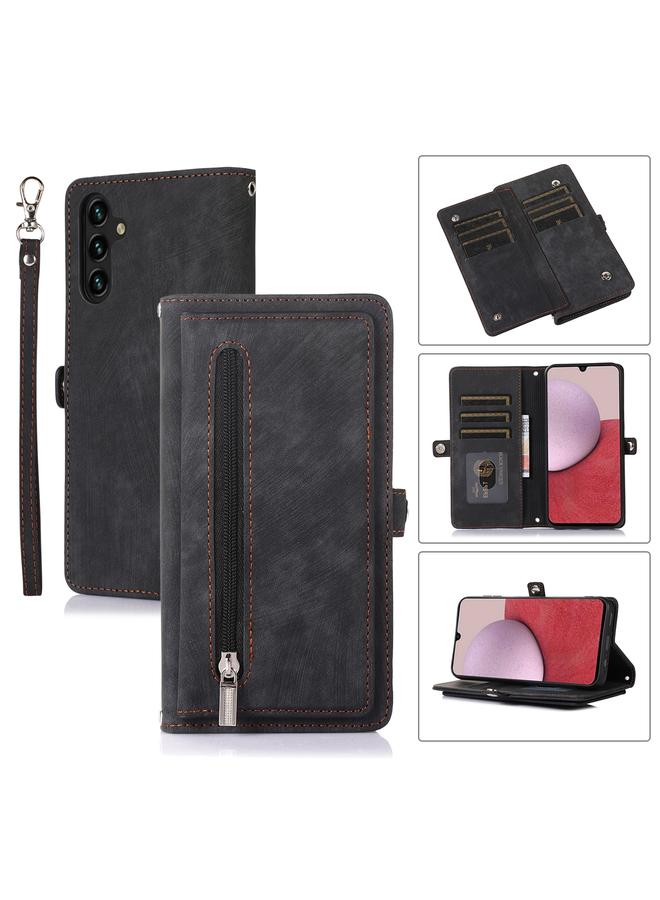 اس-توب جراب لهاتف Samsung Galaxy A14 5G مزود بسحاب وفتحة للبطاقات ومحفظة جلدية - Image 1