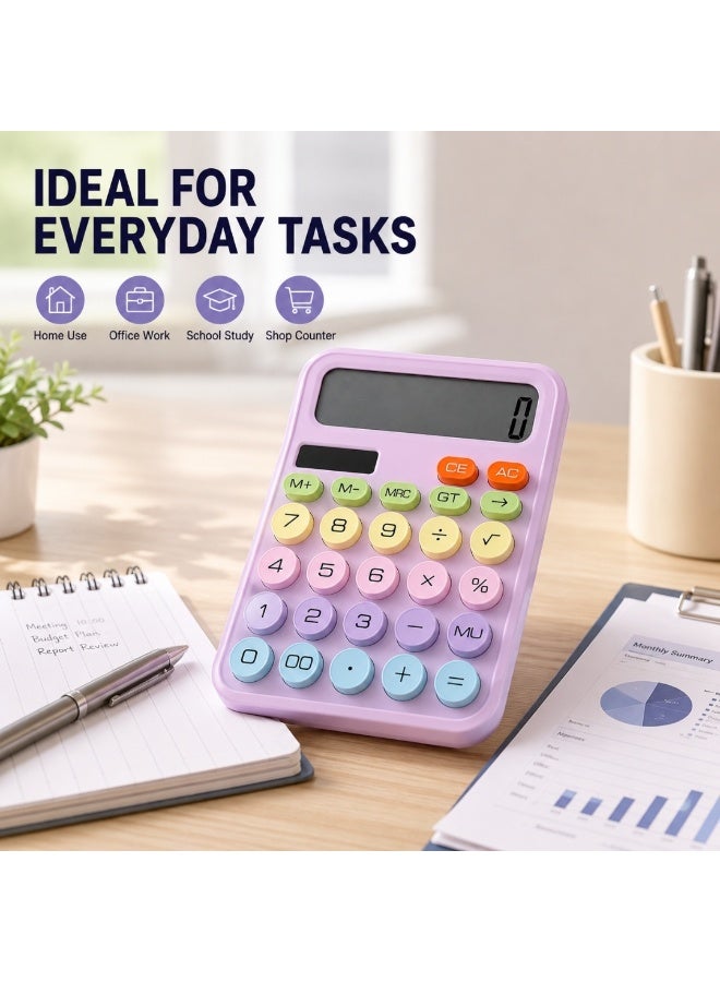 Dexin 12 Digit Desktop Calculator Large Display Cute Pastel Calculator for Office School Home Electronic Calculator - Image 3