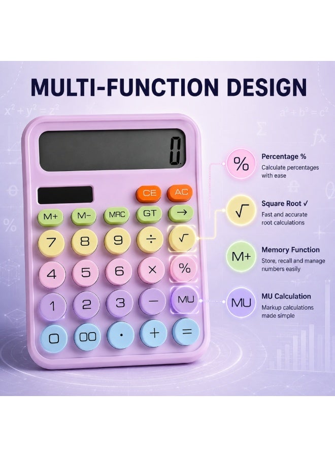 Dexin 12 Digit Desktop Calculator Large Display Cute Pastel Calculator for Office School Home Electronic Calculator - Image 4