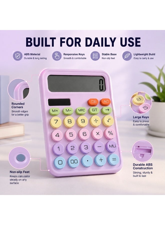 Dexin 12 Digit Desktop Calculator Large Display Cute Pastel Calculator for Office School Home Electronic Calculator - Image 5