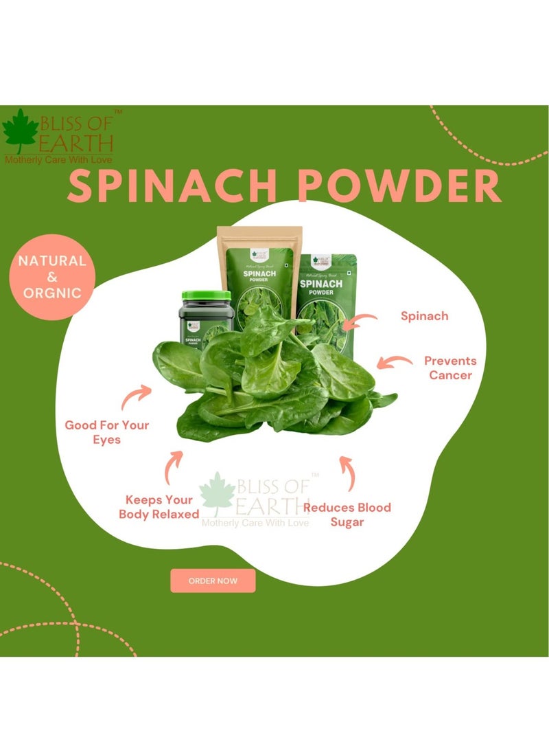 BLISS OF EARTH 300gm Spinach Powder Natural Spray Dried Great For Green shake Palak Paneer & Cooking  - Image 5