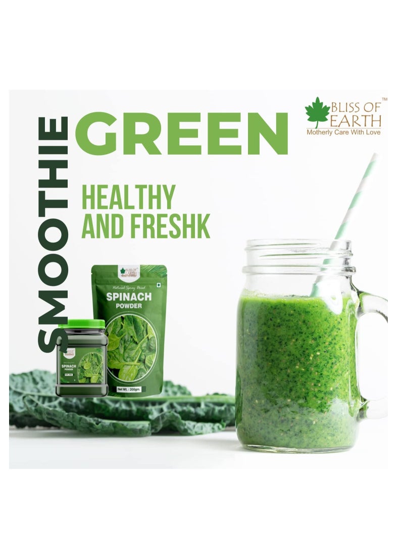 BLISS OF EARTH 300gm Spinach Powder Natural Spray Dried Great For Green shake Palak Paneer & Cooking  - Image 2