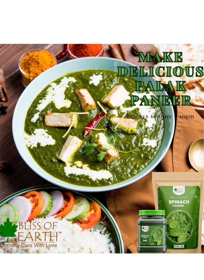 BLISS OF EARTH 300gm Spinach Powder Natural Spray Dried Great For Green shake Palak Paneer & Cooking  - Image 4