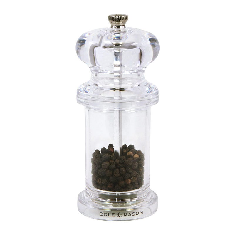 Cole & Mason 505 Refillable Spice Mill - Kitchen & Home Accessory - Table Pepper Grinder - Peppercorn Included - Acrylic - Pepper Mill 5.5" - Image 1
