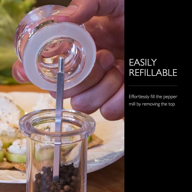 Cole & Mason 505 Refillable Spice Mill - Kitchen & Home Accessory - Table Pepper Grinder - Peppercorn Included - Acrylic - Pepper Mill 5.5" - Image 5