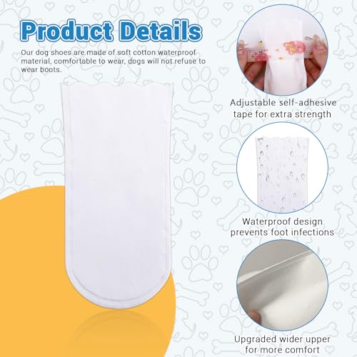 ASTIMESA 40 Pieces Waterproof Disposable Dog Booties Protector, Small Dog Feet Covers with Adjustable Self-Adhesive Bandage, Disposable Dog Shoes Boots for Indoor and Outdoor Use Paw Protection (S) - Image 3