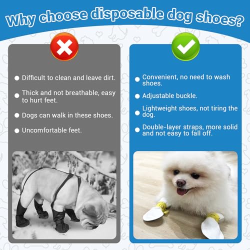 ASTIMESA 40 Pieces Waterproof Disposable Dog Booties Protector, Small Dog Feet Covers with Adjustable Self-Adhesive Bandage, Disposable Dog Shoes Boots for Indoor and Outdoor Use Paw Protection (S) - Image 5