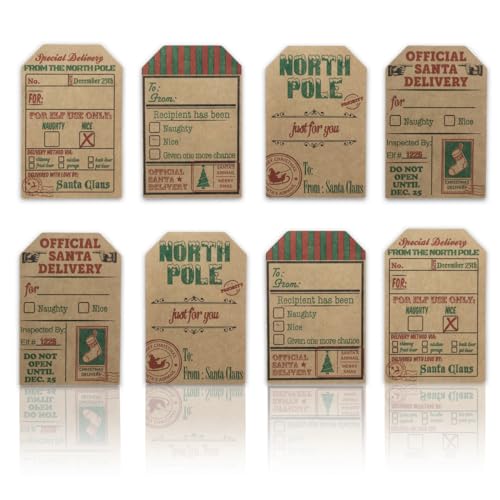 InStockLabels.com Natural Kraft from Santa Claus Gift Tag Stickers 2 x 3 Inch Holiday Labels Roll of 100 Rustic Christmas Tags for Wrapping Presents Made in The USA - Image 5