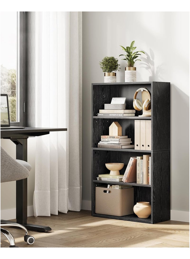 تشولوفز أرفف كتب وخزانات كتب مكونة من 4 طبقات، أرفف عرض وتخزين قائمة على الأرض، ارتفاع 108 سم، خزانة كتب، أثاث ديكور منزلي للمكتب المنزلي، غرفة المعيشة، غرفة النوم، وحدة قائمة على الأرض - Image 2