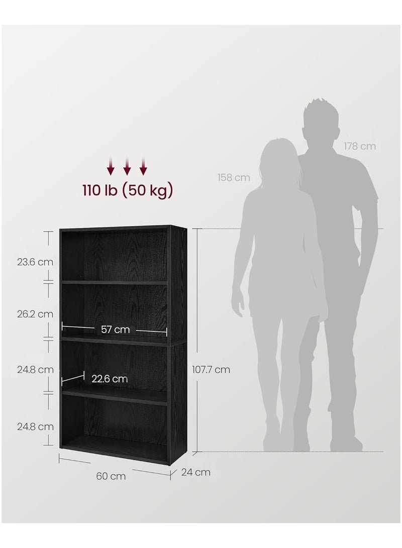 تشولوفز أرفف كتب وخزانات كتب مكونة من 4 طبقات، أرفف عرض وتخزين قائمة على الأرض، ارتفاع 108 سم، خزانة كتب، أثاث ديكور منزلي للمكتب المنزلي، غرفة المعيشة، غرفة النوم، وحدة قائمة على الأرض - Image 3