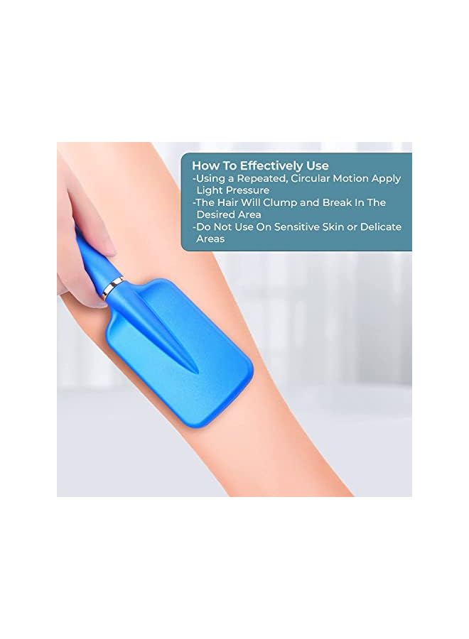 KASTWAVE Removal Eraser With Handle Painless Crystal Hair Remover Tools With Handle Magic Crystal Hair Eraser Soft Smooth Skin Fast & Easy Crystal Hair Removal For Men And Women Blue - Image 2