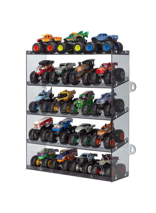 KISLANE Assembly Monster Trucks Display Case Holding for 20 Monster Trucks Acrylic Storage Case 5 Tiers Monster Trucks Organizer with Tilted Design, Display Case for Toy Trucks (Gray) - Image 1