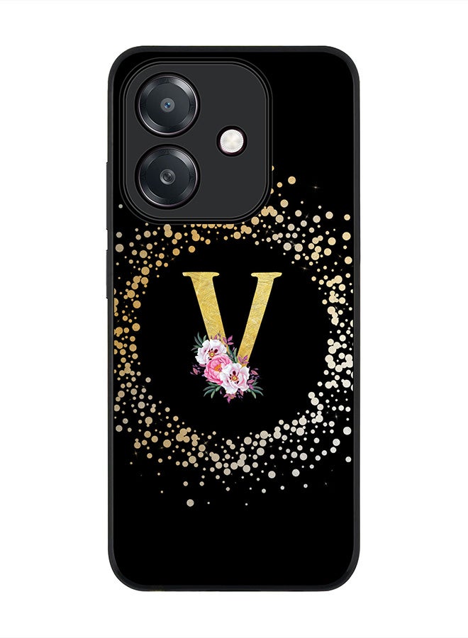 Stylizedd For Oppo A5i Case,Slim fit Camera Protection, Shockproof Thin Phone cover  - Custom Monogram Floral - V ( Black )