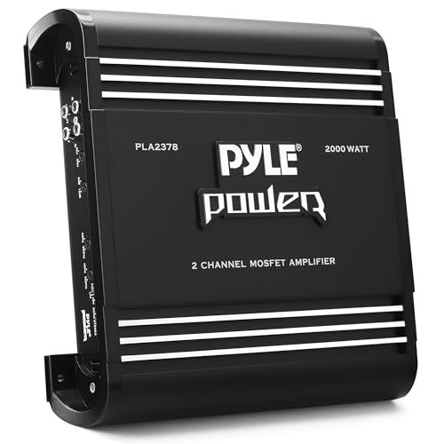 Pyle 2 Channel Car Stereo Amplifier - 2000W High Power Dual Channel Bridgeable Audio Sound Auto Small Speaker Amp Box w/ MOSFET, Crossover, Bass Boost Control, Silver Plated RCA Input Output-PLA2378 - Image 1