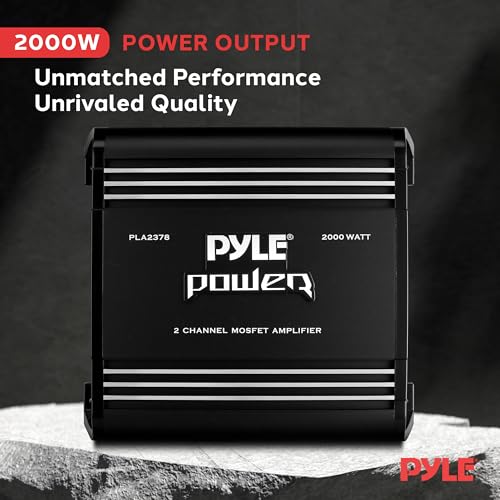 Pyle 2 Channel Car Stereo Amplifier - 2000W High Power Dual Channel Bridgeable Audio Sound Auto Small Speaker Amp Box w/ MOSFET, Crossover, Bass Boost Control, Silver Plated RCA Input Output-PLA2378 - Image 2