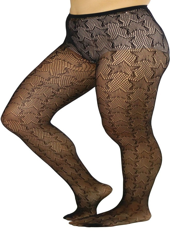 جوارب نسائية من توبي إن ستايل مصنوعة من قماش سباندكس شبكي مزينة بالنجوم - أسود - Image 3