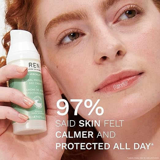 REN Clean Skincare Evercalm Global Protection Day Cream Calm Soothe Hydrate Sensitive Skin Vegan Step 4 Moisturise - Image 2