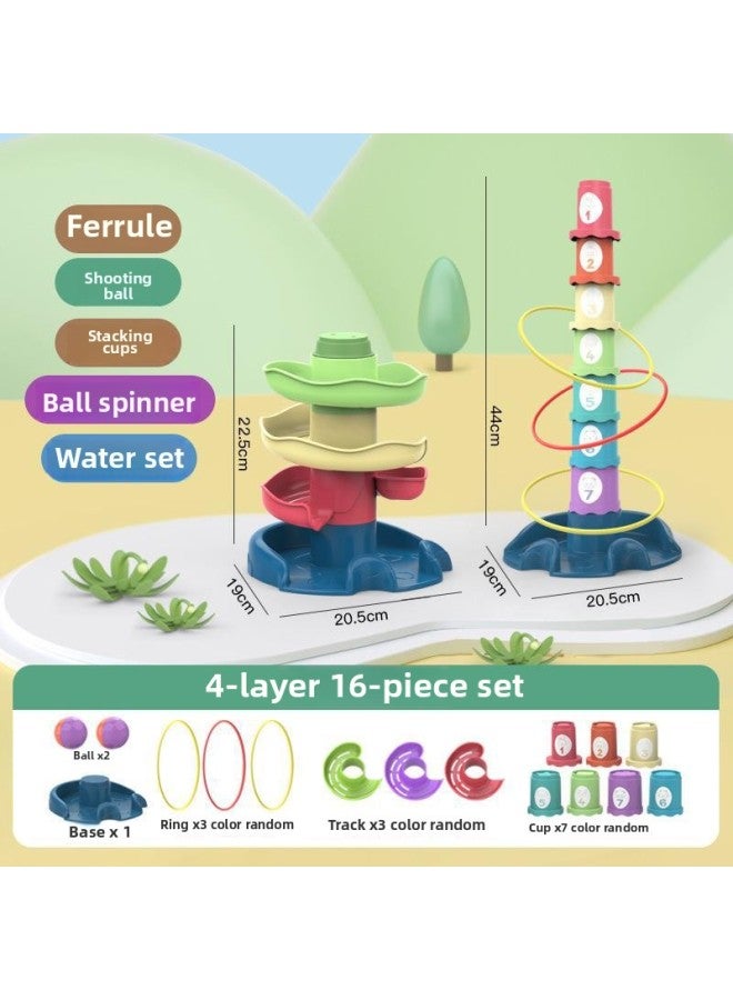 Special For Track Transfer Puzzle Early Education Rolling Ball Sliding Ball Tower Jengle Children's Toys Wholesale-Color:4 Layers 16 Pieces Silent Light Music  - Image 1
