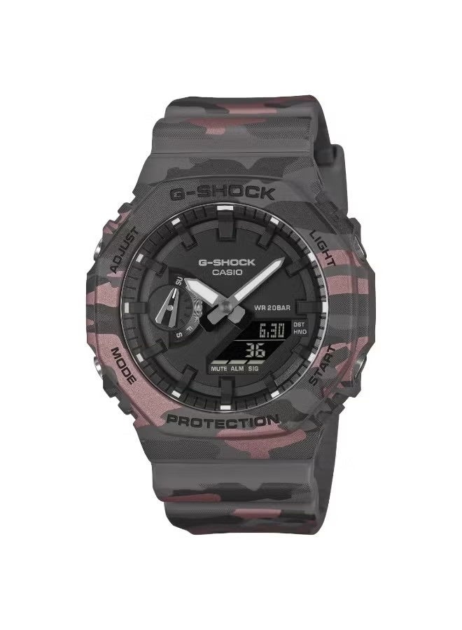 G-Shock Men's GA-2100CM-8ADR Watch - Grey Camouflage, Bio-Based Resin Band - Image 1