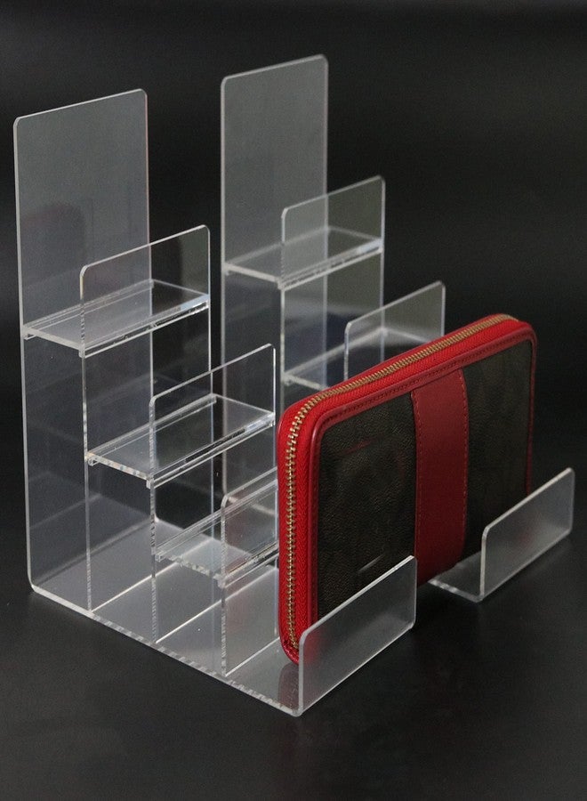 Homingyo 2-Pack Acrylic Purse Display Stand Wallet Holder Jewelry Stand Cosmetic Display Stand Riser (4-tier 2pcs) - Image 2